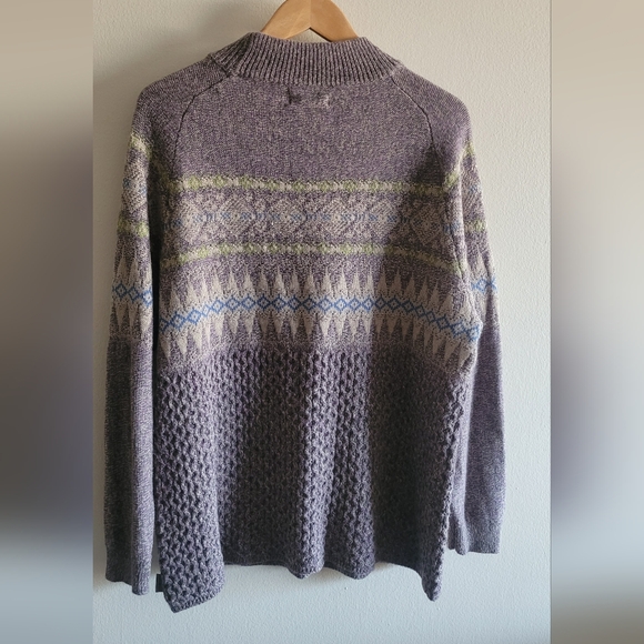 Vtg Woolrich fair isle textured cable mixed knit sweater Women's XL dusty plum - Picture 7 of 9